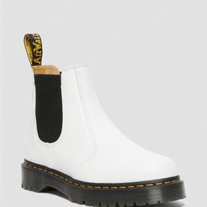 Dr. Martens White Leather Chelsea Boot with Black Elastic